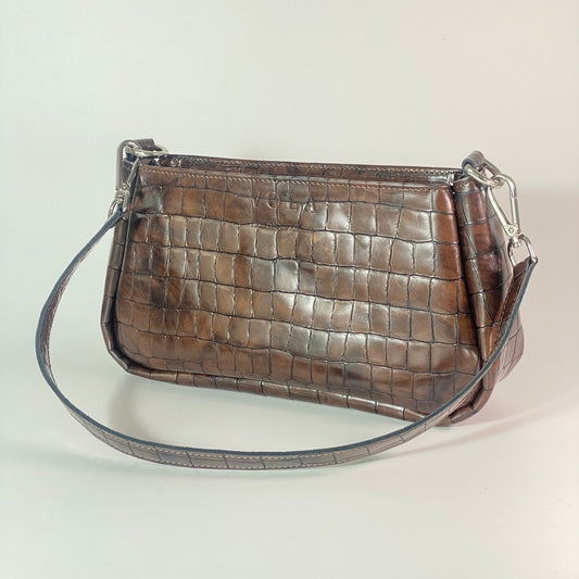 Brown Croc Shoulder Bag